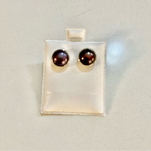 Sterling Silver 925 Freshwater peacock pearl earrings - Picture 3 of 8